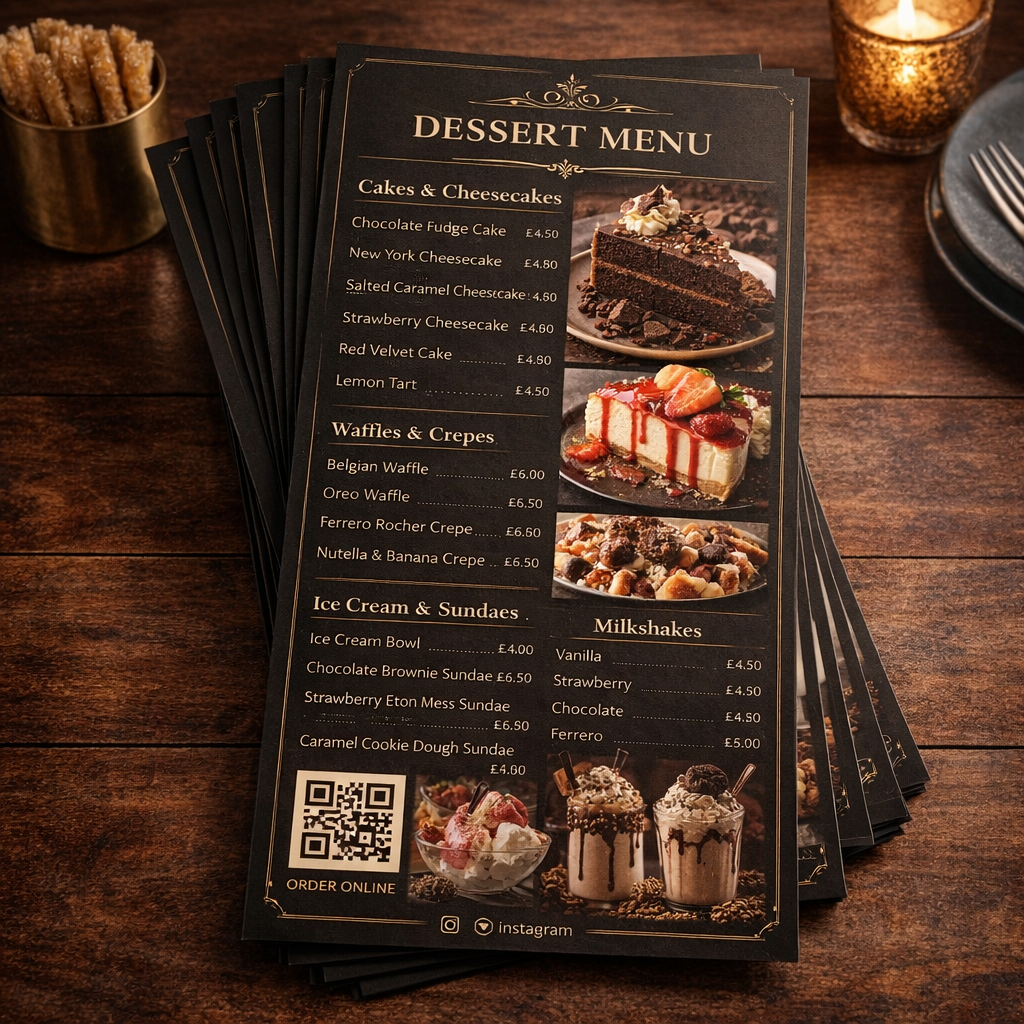 Dessert Menu A5 Laminated (400gsm)